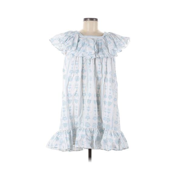 SINDISO KHUMALO Ruffled printed cotton-poplin mini dress Blue White UK 8 US 4 - Picture 3 of 7